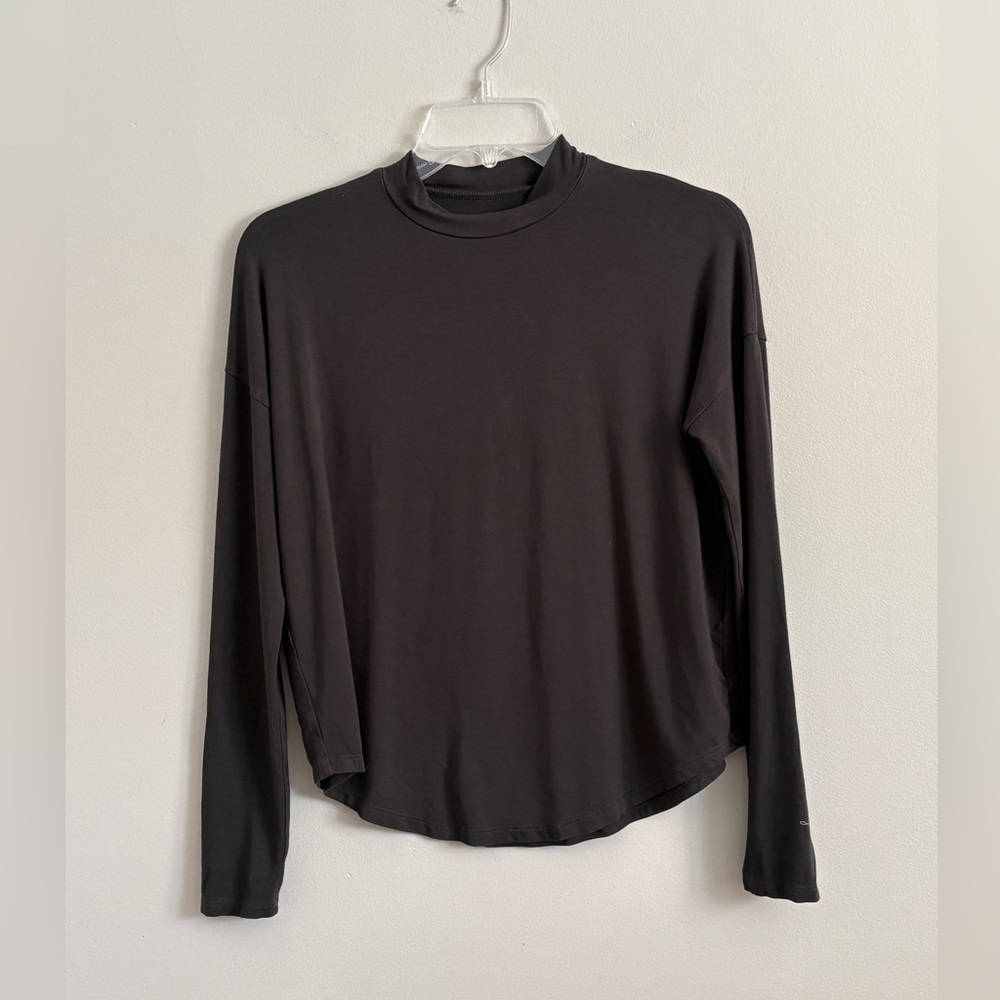 Madewell Sandwashed Mockneck Long Sleeve Ultra Soft Tee Shirt Charcoal Grey XXS